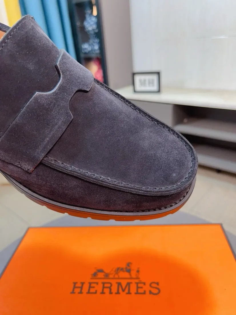 Men's shoes 💰458🌹🌹Niuli "HERMES" Hermès business leather shoes, original factory configuration, original imported frosted cowhide upper + luxury hardware logo + fully imported original customized cowhide lining, sole: rubber wear-resistant outsole, difficult craftsmanship, original factory follow-up goods, 🔍🔍high quality code number: 38-44 45 can be customized
